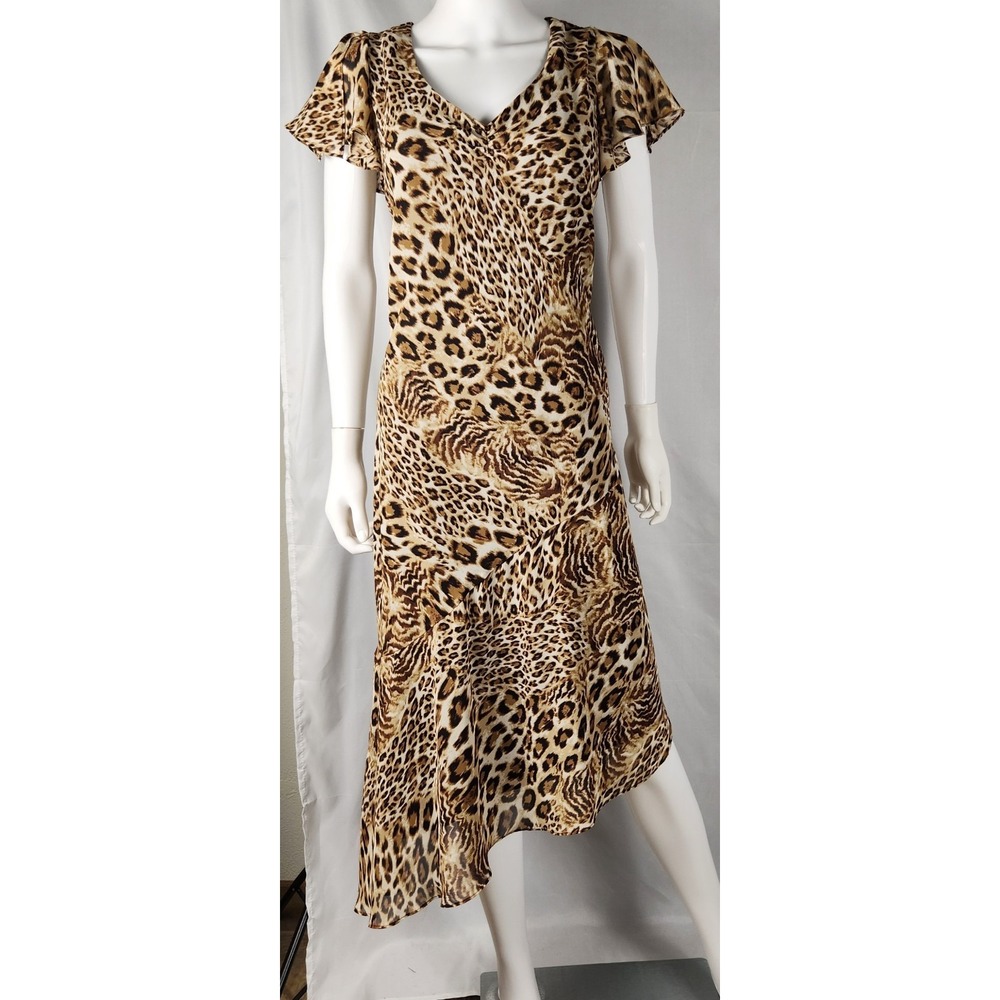 VTG Just in Thyme Ltd. 90s/Y2K/Indie/Edgy Asymmetrical Leopard Print Dress 16